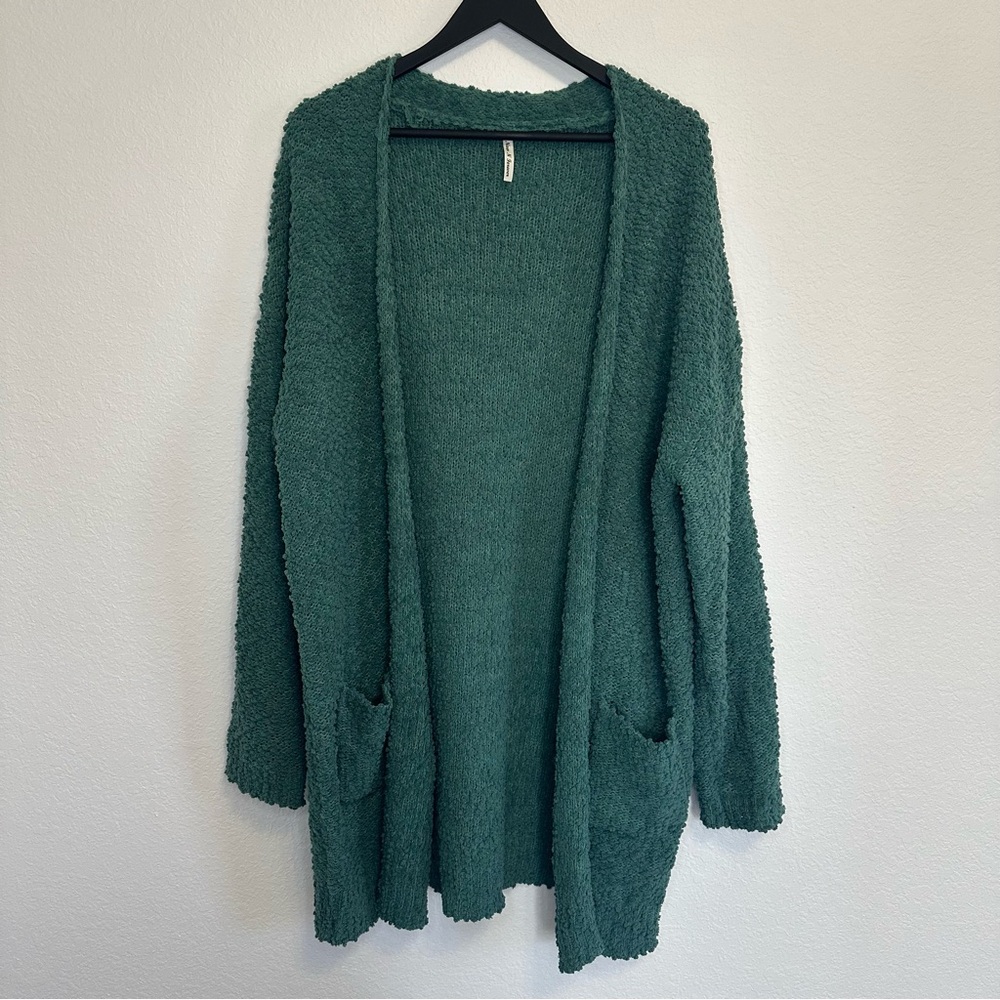 Cozy Green Open-Front Cardigan Sweater